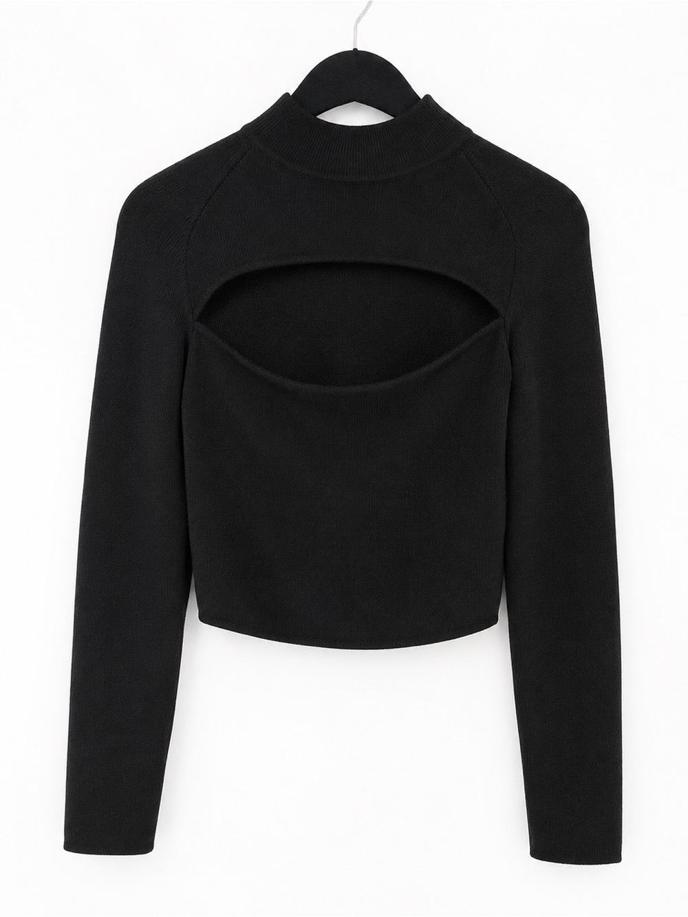Babaton by Aritzia Black Open Back Mock Neck Knit Sweater Size Small